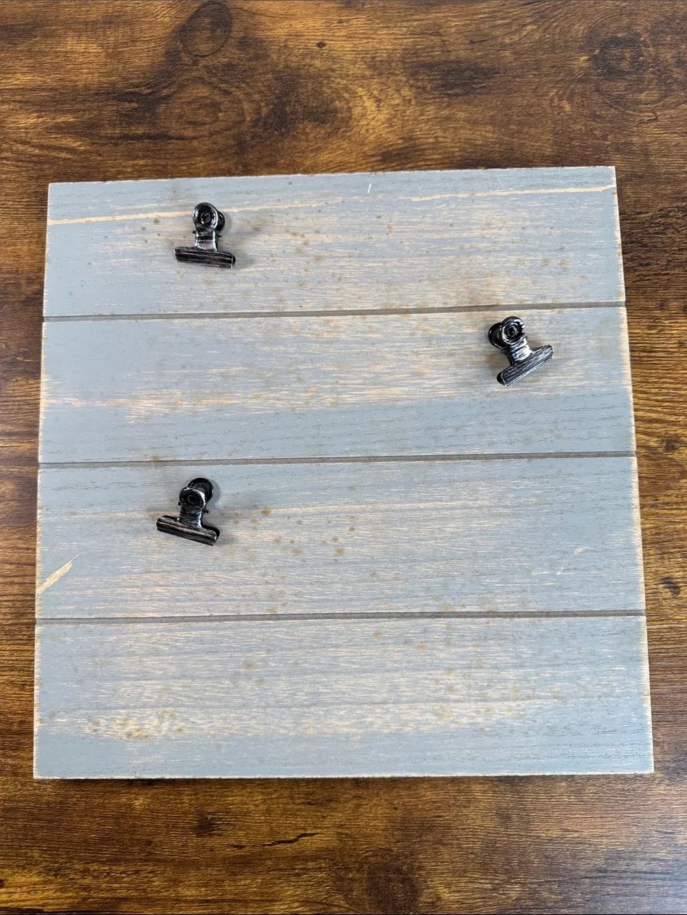 Unbranded Light Gray Wooden Wall Photo Clip Board, 12” x 12”